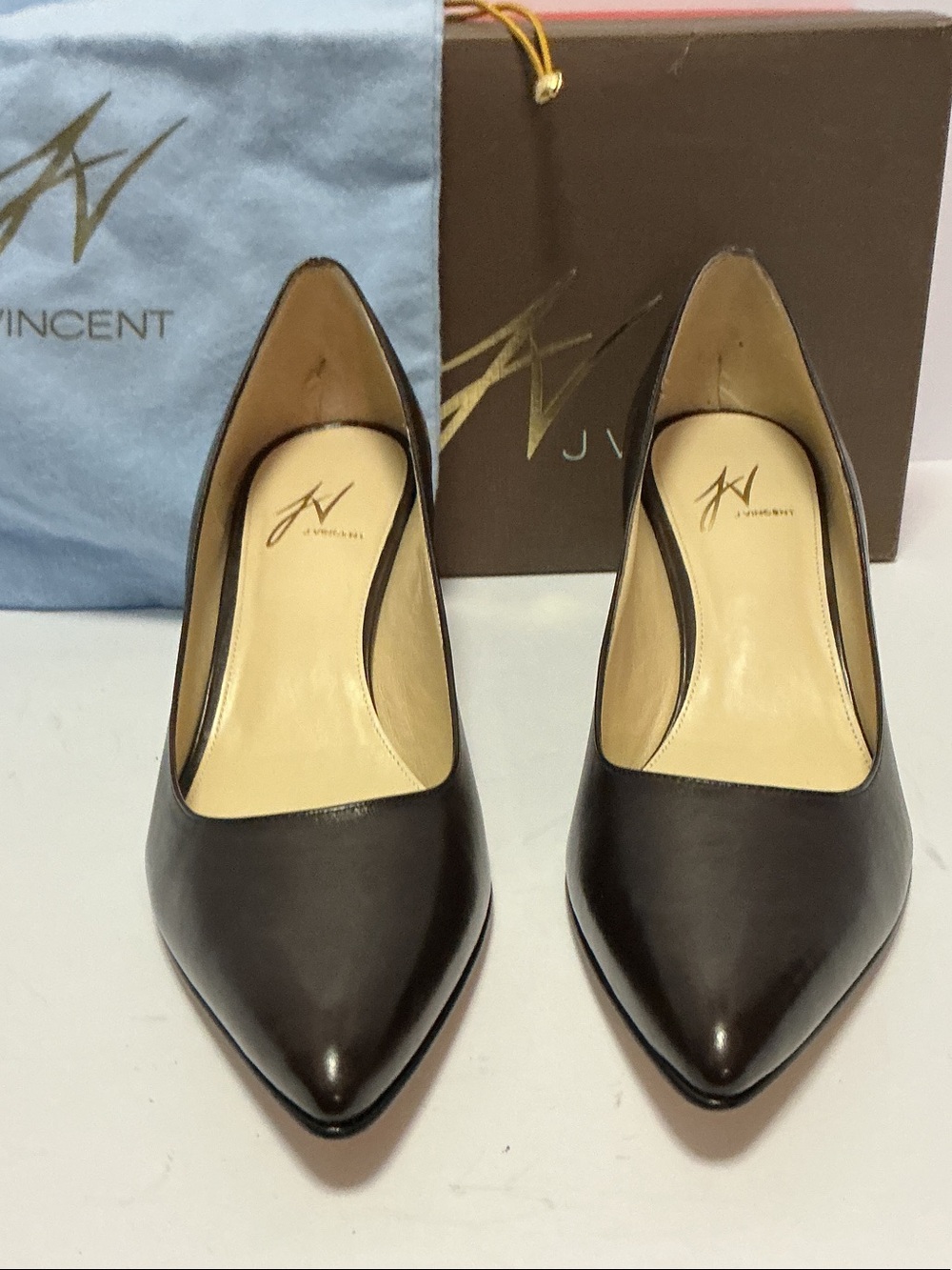 Vince Black Pointed Leather Pumps